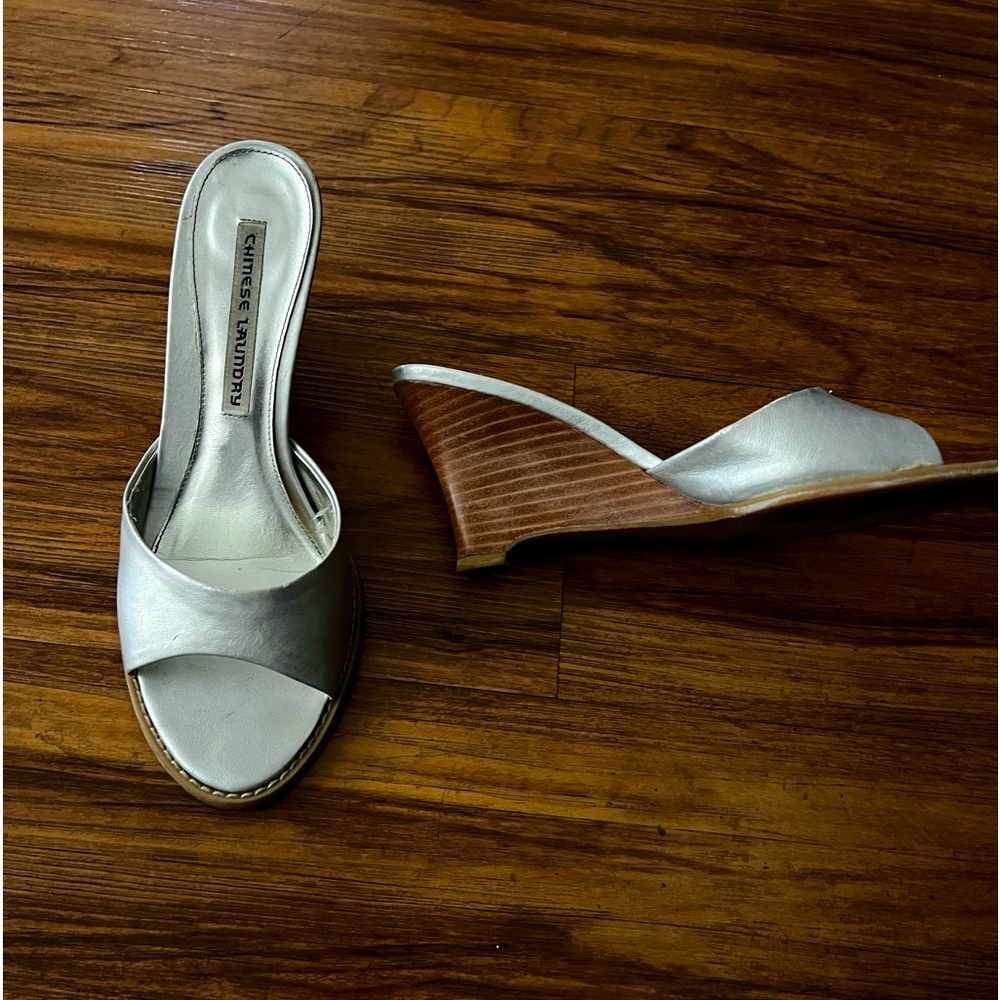 Silver platform with wedge heels very comfortable